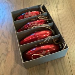 Box Of Four Mercury Glass Ornaments 