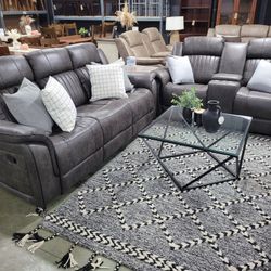 Gorgeous Brand New Charcoal Recliner Set 