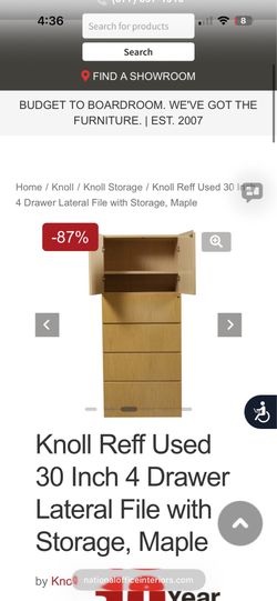 The Knoll Reff Profiles line includes a 30x24x72 inch cherrywood storage unit with a two-door top cabinet and four lockable drawers