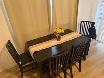 Dark Wood Dining Table with 4 Chairs