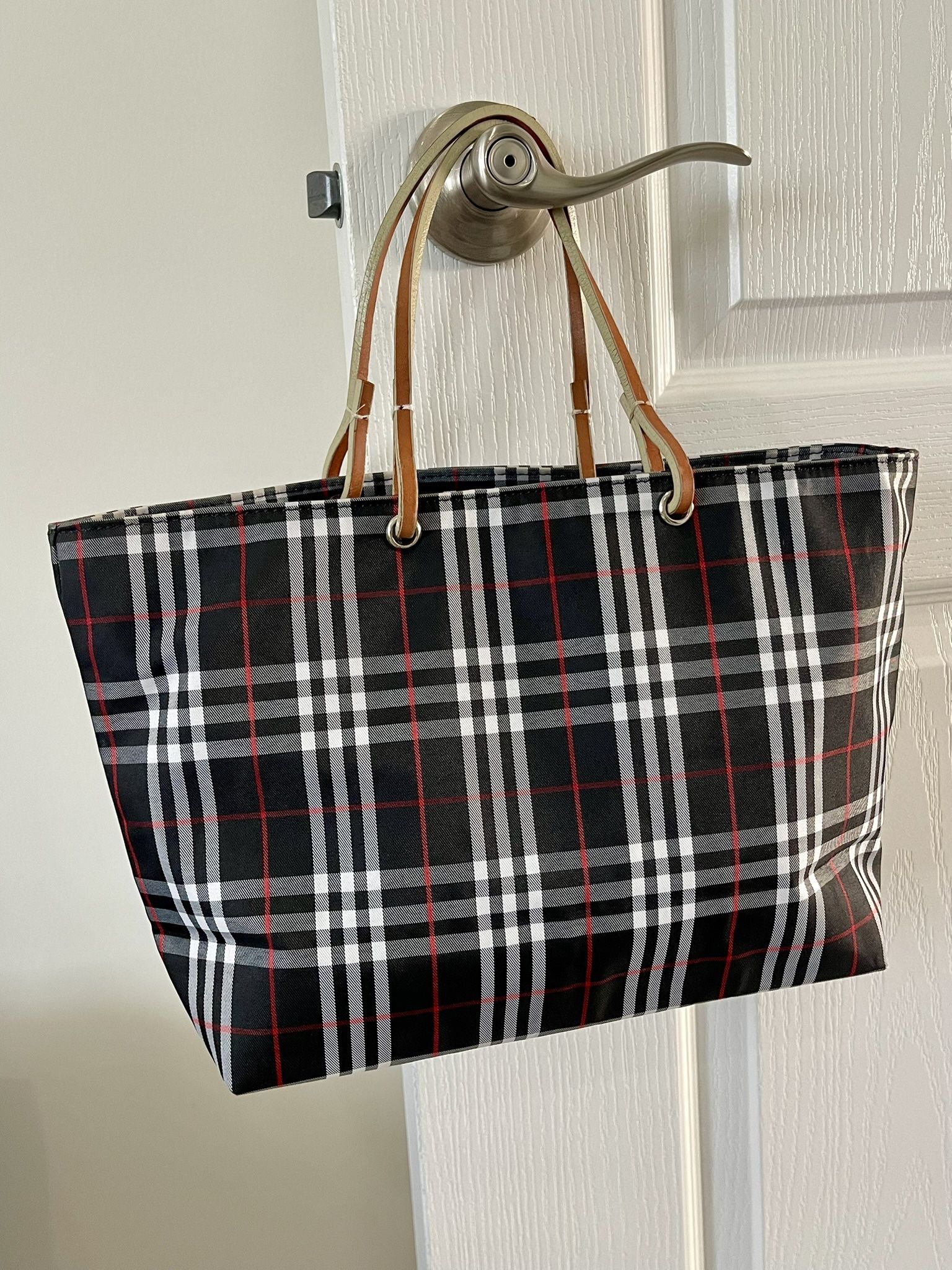 Burberry Top Handle Small Tote Bag Black Nova Check