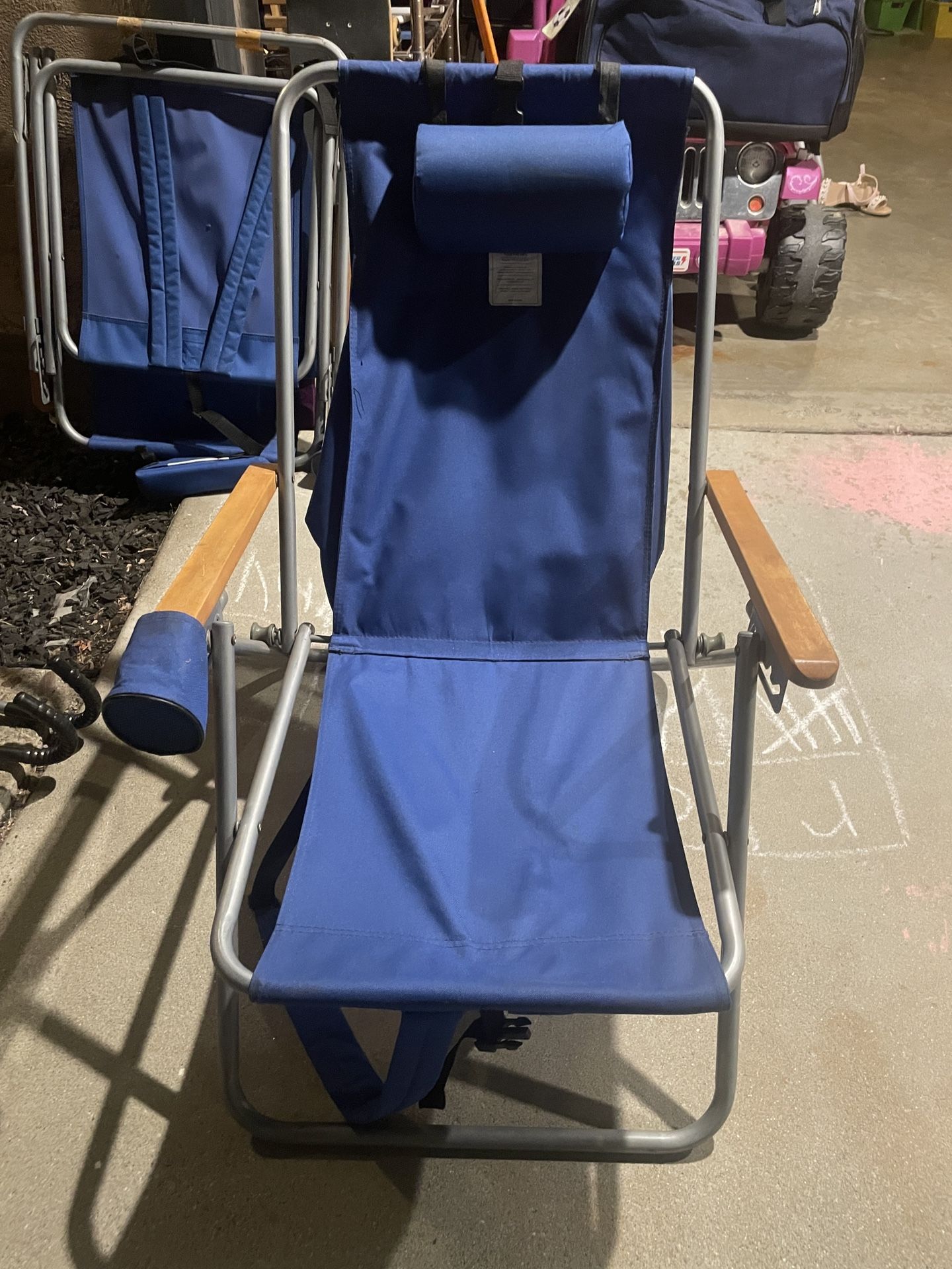 Folding Backpack Beach Chairs - 2 Chair Set