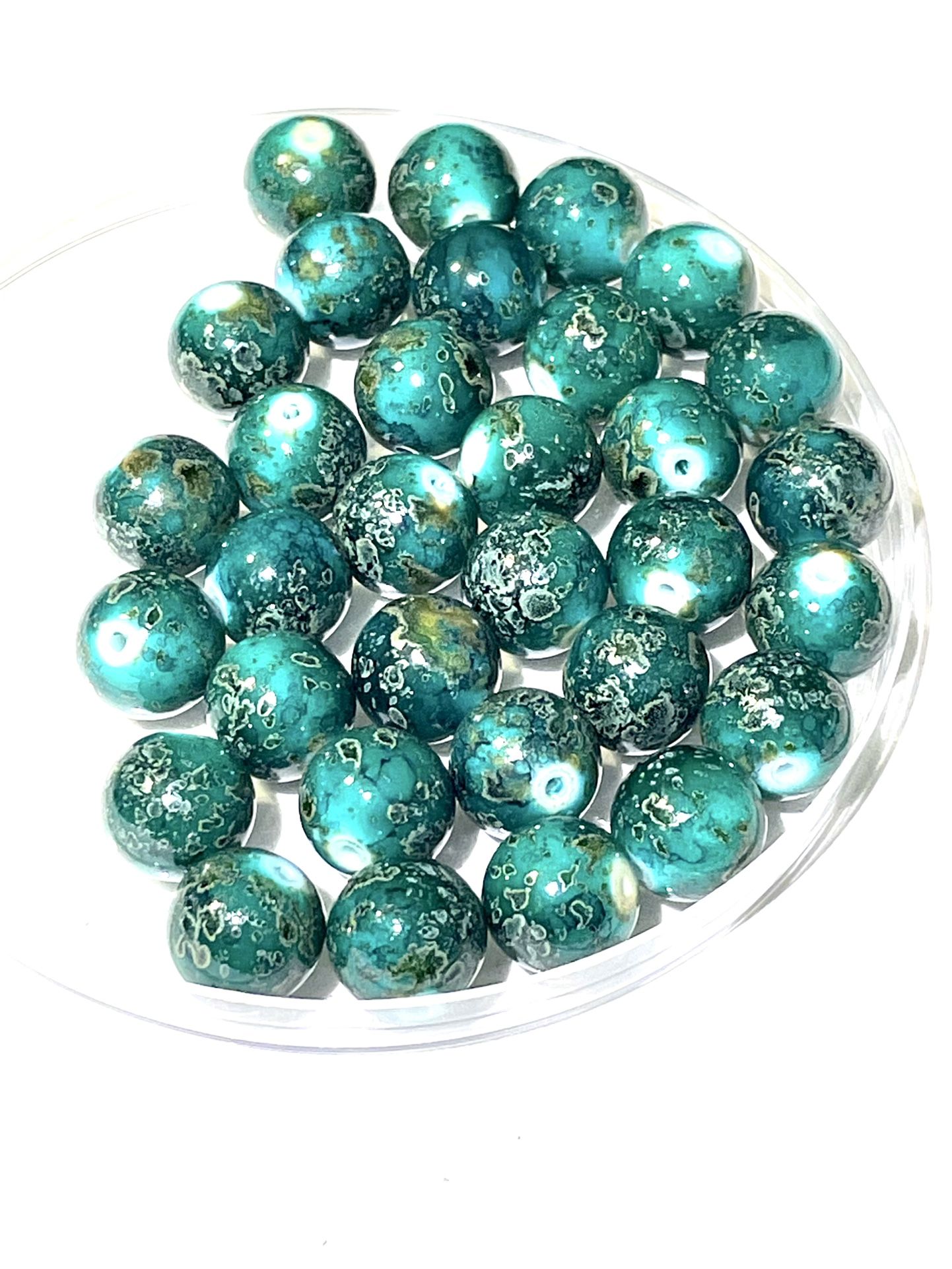 12mm Green Glass Beads