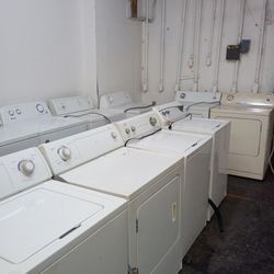 Lots of dryers and washers for sale