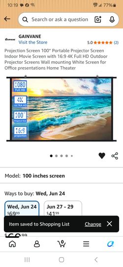 100 inch portable projector screen indoor movie screen new in bag pick up in Pomona $50