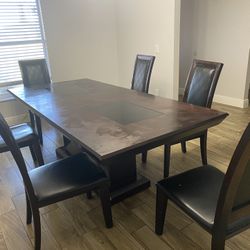 Brown Cherry Dining Table & Chair Set 7