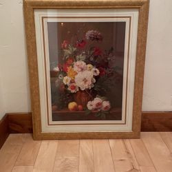 Floral Print With Gold Frame