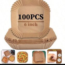 100pcs Square Air Fryer Liners, Non-Fry Disposable Liner Sheets For Air Fryer/Oven/Microwave – Perfect For Chicken Nuggets, Burgers, Tempura, Fries, M