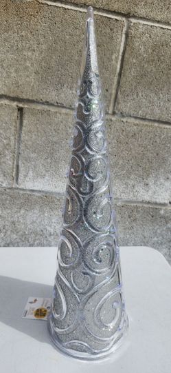Silver Glitter Cone Christmas Tree Decoration