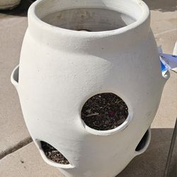 Large 19" Strawberry Pot White Pottery Garden Pot