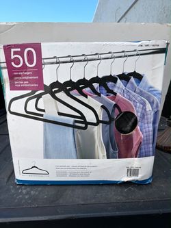 a set of flocked (velvet) hangers
