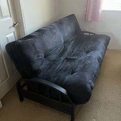 Black Metal Futon + Black Microfiber Mattress – Great Condition