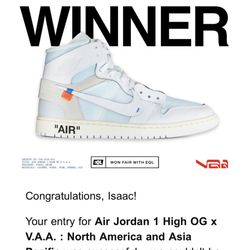 Nike Air Jordan 1 High OG Retro Virgil Abloh VAA Alaska Size 8.5 Off White