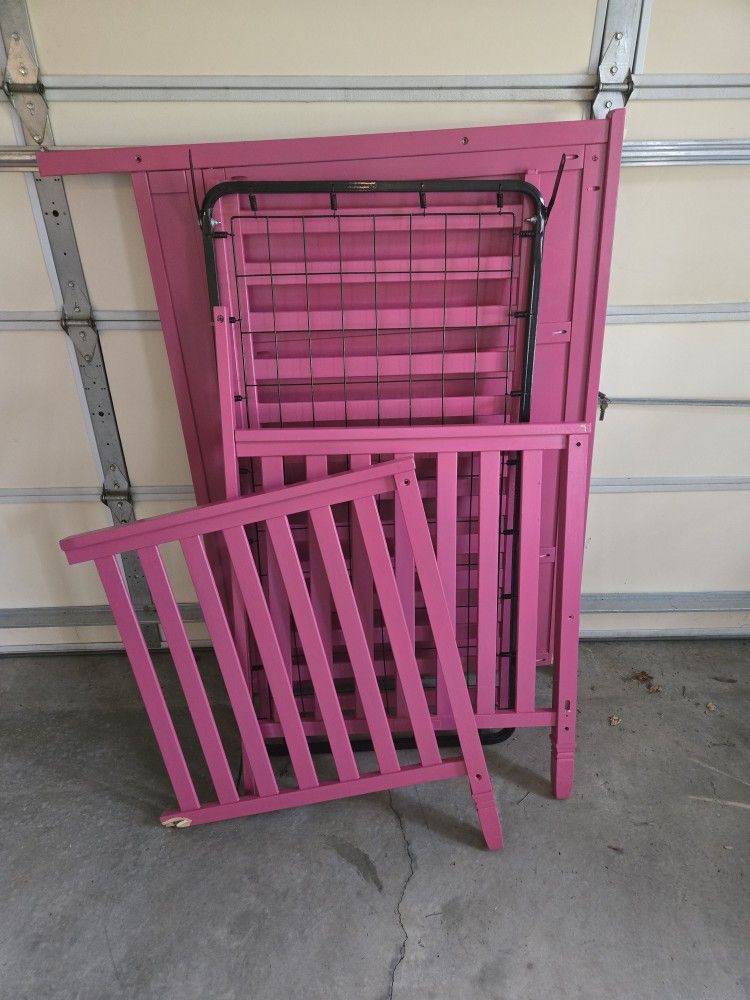Raspberry Pink Baby Crib And Day Bed