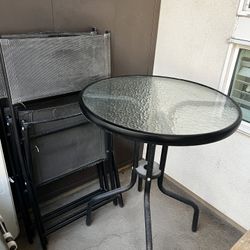 Patio Table And Foldable Chairs