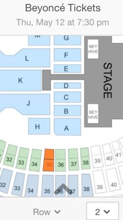 Beyoncé TONIGHT. STARTS AT 7:30. 4rows from field