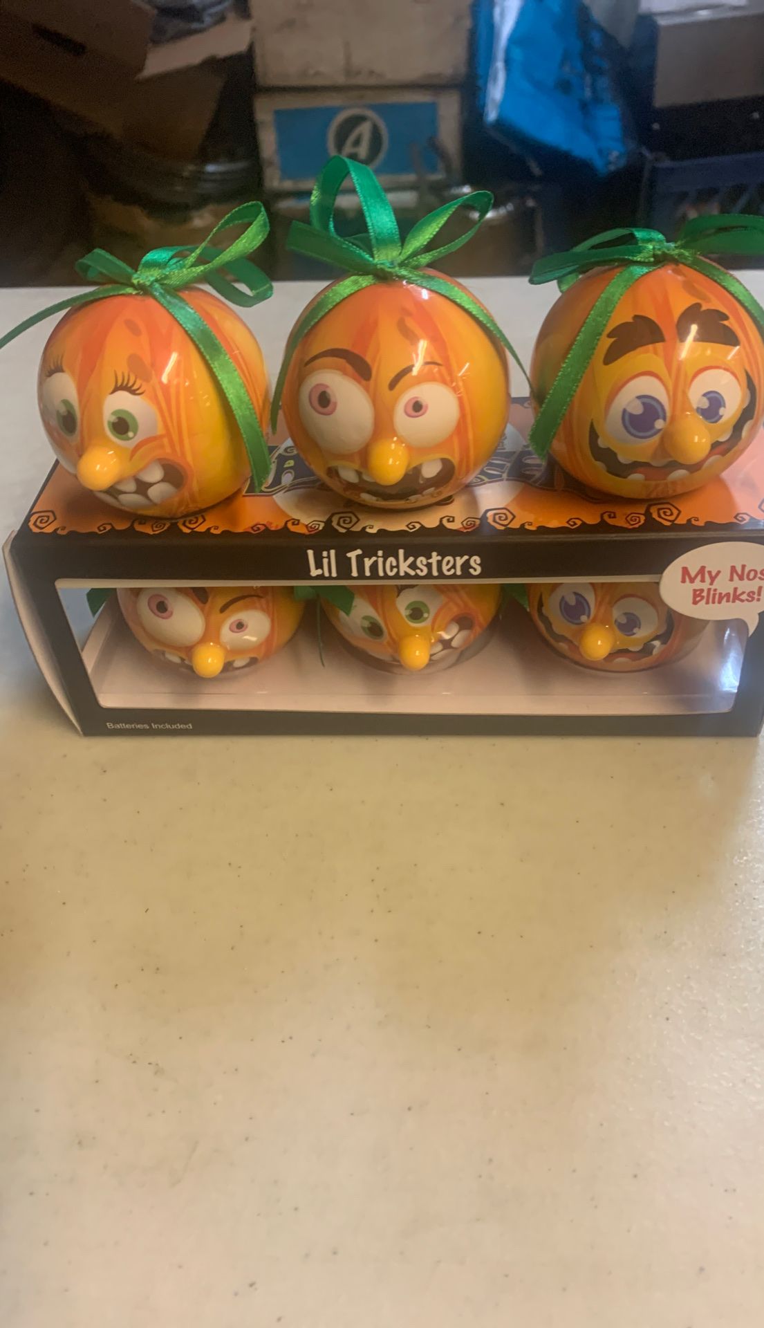 Blinking Mini Halloween Christmas Ornaments 3 Pack Plastic And Comes With 3 Batteries