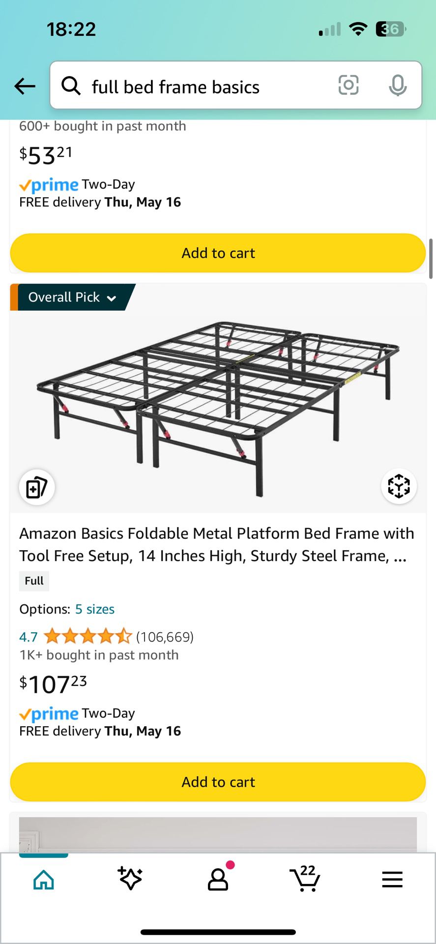 Amazon basics full bed frame