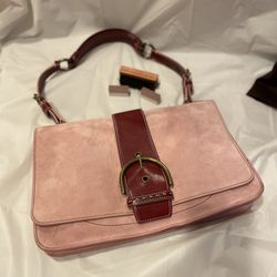 Pink Suede Coach Bag