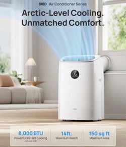 Portable Air Conditioners, 8000 BTU ASHRAE (5000 BTU DOE) Smart AC Unit for Bedroom with Drainage-free Cooling, 45dB Quiet, APP/Voice/Remote, Portable