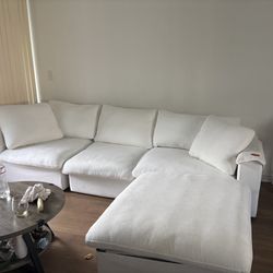 Large White Sectional Sofa With Ottoman 