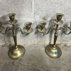 Pair of Vintage Brass Candelabras
