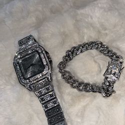 Diamond Watches,chains, Earrings And Bracelets 