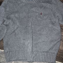 Vintage POLO Ralph Lauren Sweater Men’s L Gray Classic Cotton Crewneck Knit