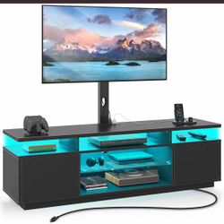 2196a  Rolanstar TV Stand with Mount and Power Outlet 59.1", Swivel TV Stand Mount for 32/45/55/60/65/70 inch TVs, Height Adjustable Modern Entertainm