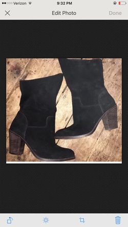 Lucky Brand Embrleigh Black Round Toe Suede Mid Calf Boot size 8