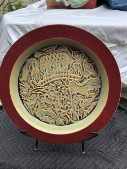 Large Decorative Plate on Stand
