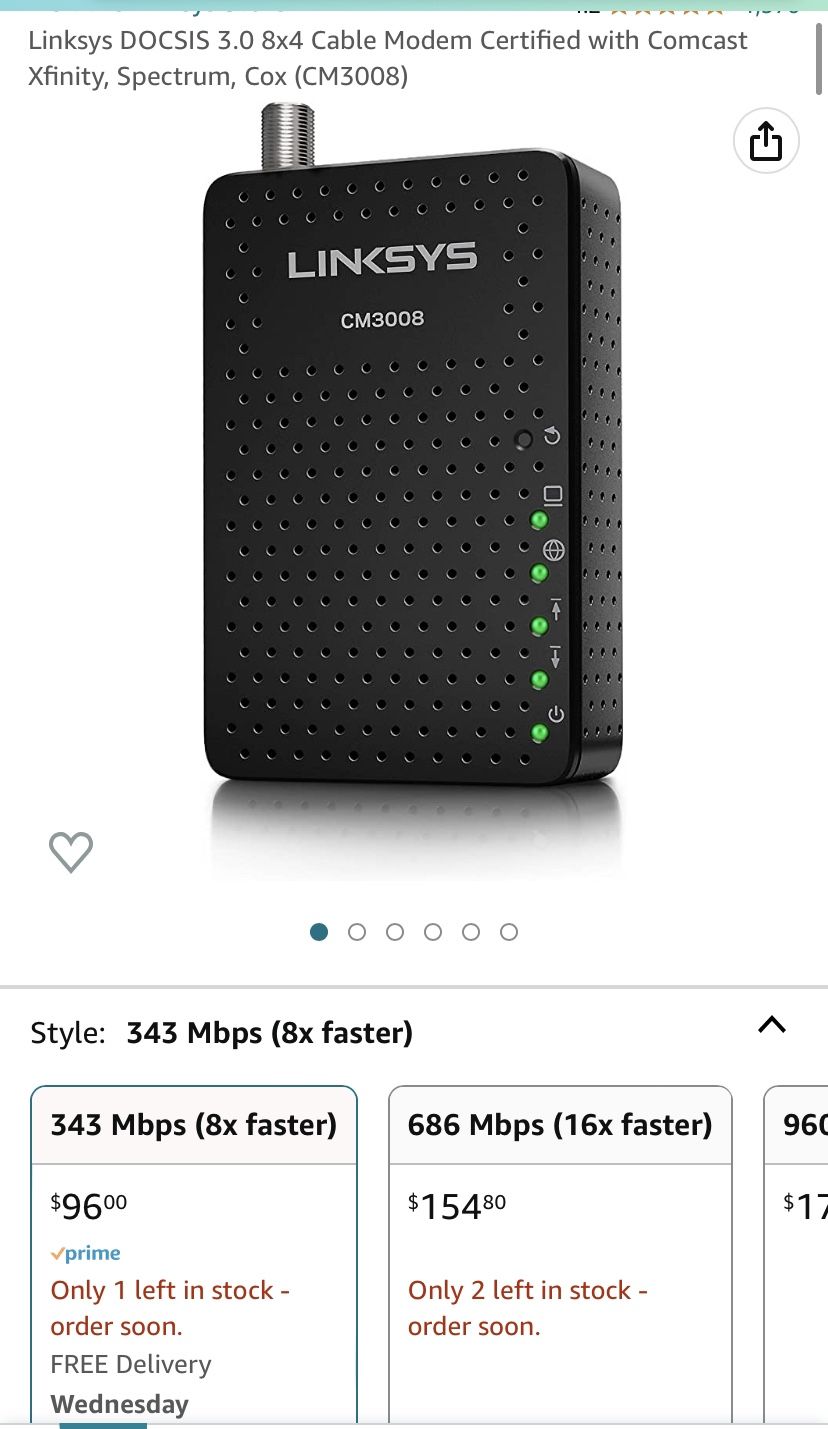 Brand New Linksys Cable Modem.