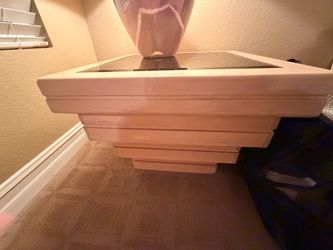 Wood End Table with Glass Top