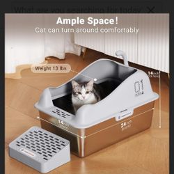 New Stainless Steel Litter Box 