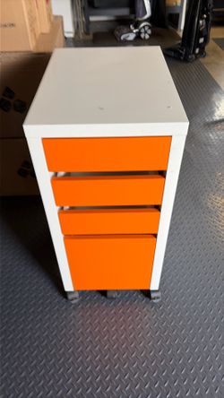 Side table with drawers, orange and