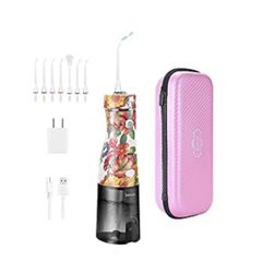 Cordless Water flosser for Cleaning Teeth: 3 Modes 7 nozzles, IPX7 Waterproof, 5 Hours of Charging for 50 Days, Portable Oral Rinse - Pink Color