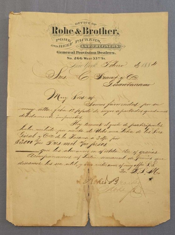 4 Cartas De La Compañia-Rohe & brother-1883-84-guantanamo-cuba