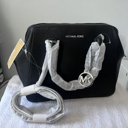 Michael Kors Leather Charlotte Large Satchel Black