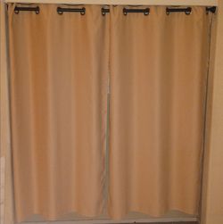 Beige Luxury Insulated Total Blackout Grommet Single Curtain Panel set of 2 (set A)