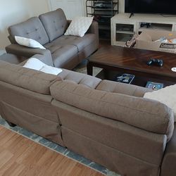 2 Couches & Coffee table & End Table For Couch