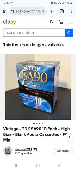 TDK SA90 High Bias Blank Cassette Tapes 10-Pack