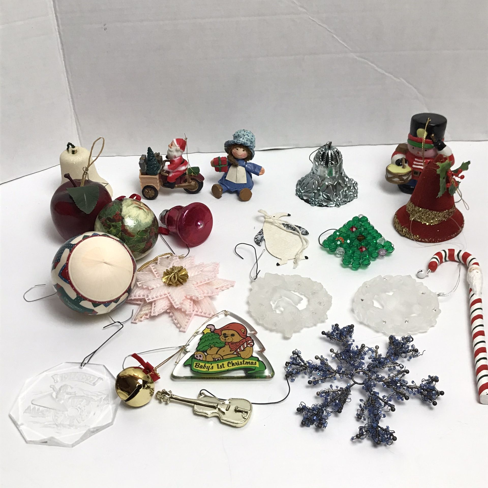 Huge Lot of 21 Vintage Christmas Ornaments Santa Snowflake Soldier