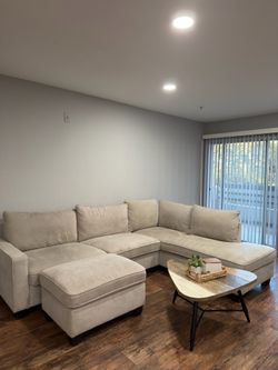 Living Spaces White Fabric Couch Sofa