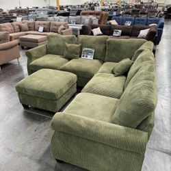 New Sage 99x99 Sectional Couch With Ottoman / Free Delivery 