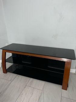 TV Stand with Black Glass Shelves