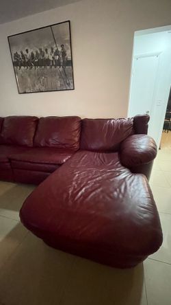 Red leather couch