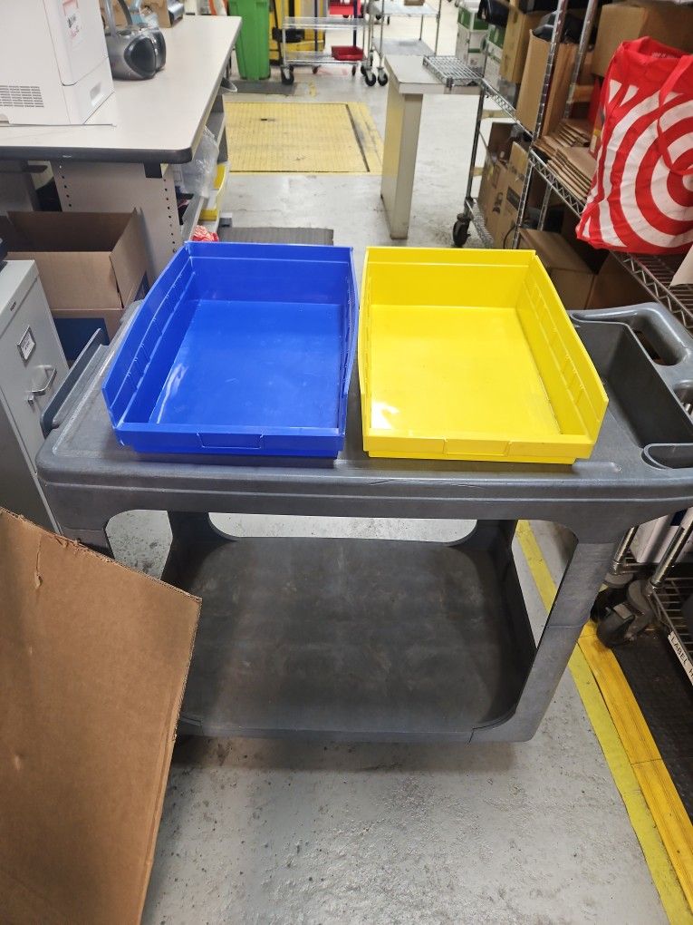 Plastic Shelf Bins 17½x11x4 Blue Or Yellow