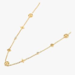 Gold Chain Necklace with Geometric Charms, Adjustable Length, Fashion Jewelry