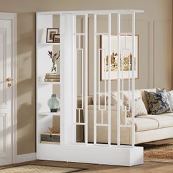 70.9" Wall Room Divider, Freestanding Wall Partition with Display Shelves