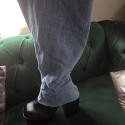 Jean And Black Knee Boot